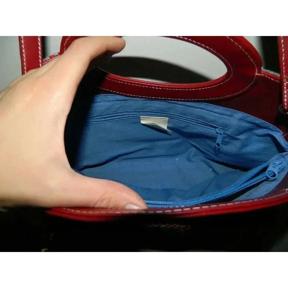 LIZ CLAIBORNE Blue & Red Country Chic Hobo Bag